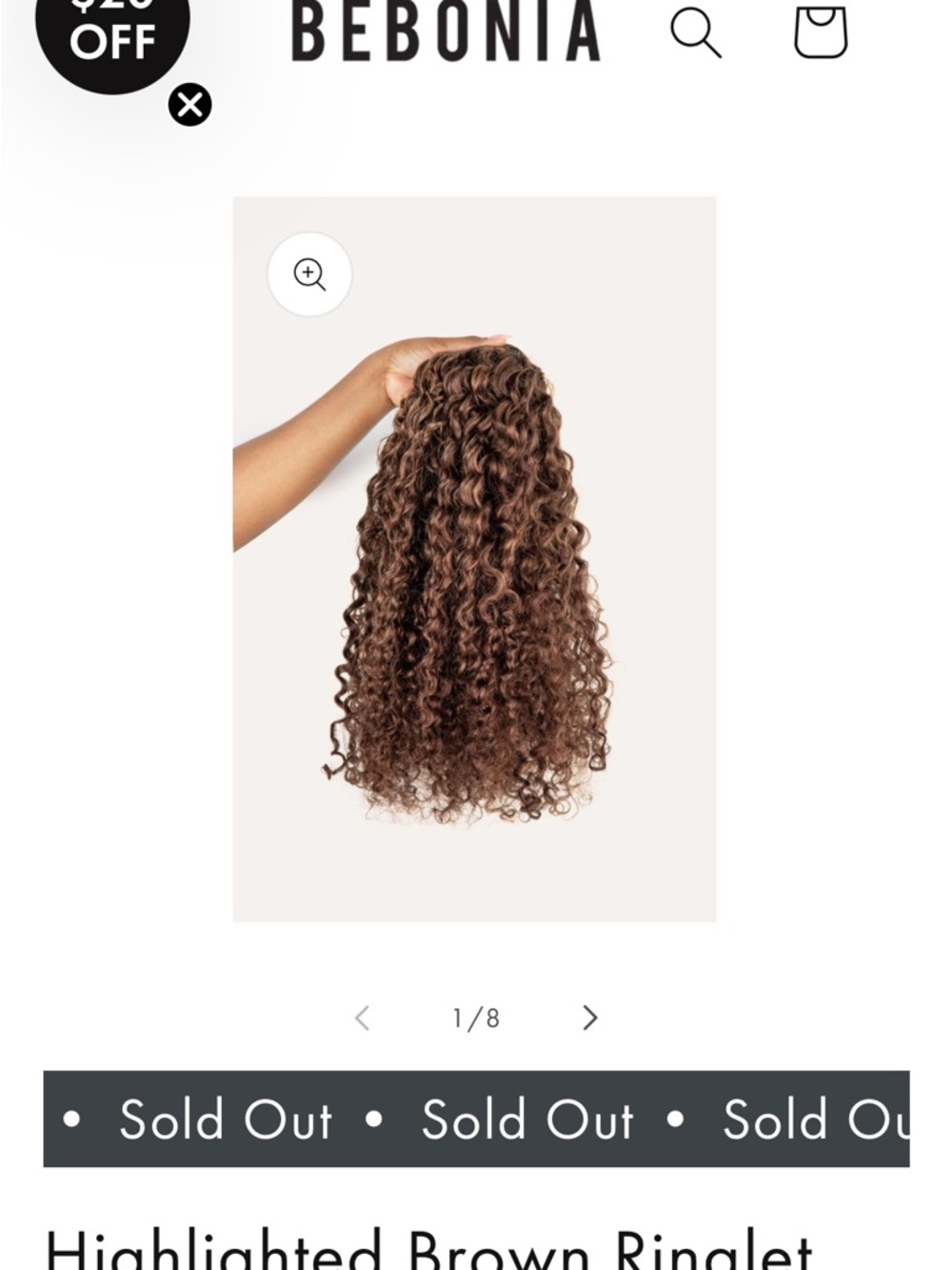 Bebonia NEVER WORN Highlighted Brown Curly Ringlet Clip-In Extensions